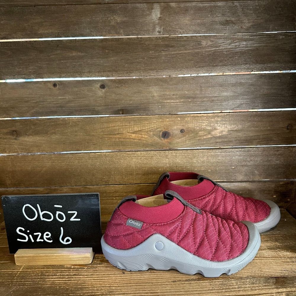 New Womens Oboz Whakata Puffy Burgundy Slip On Casual Comfort Slippers Shoes 6 M
